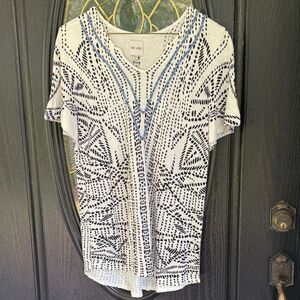 Nic + Zoe Black and White Geometric Women's Sweater Top - S - Great Condition